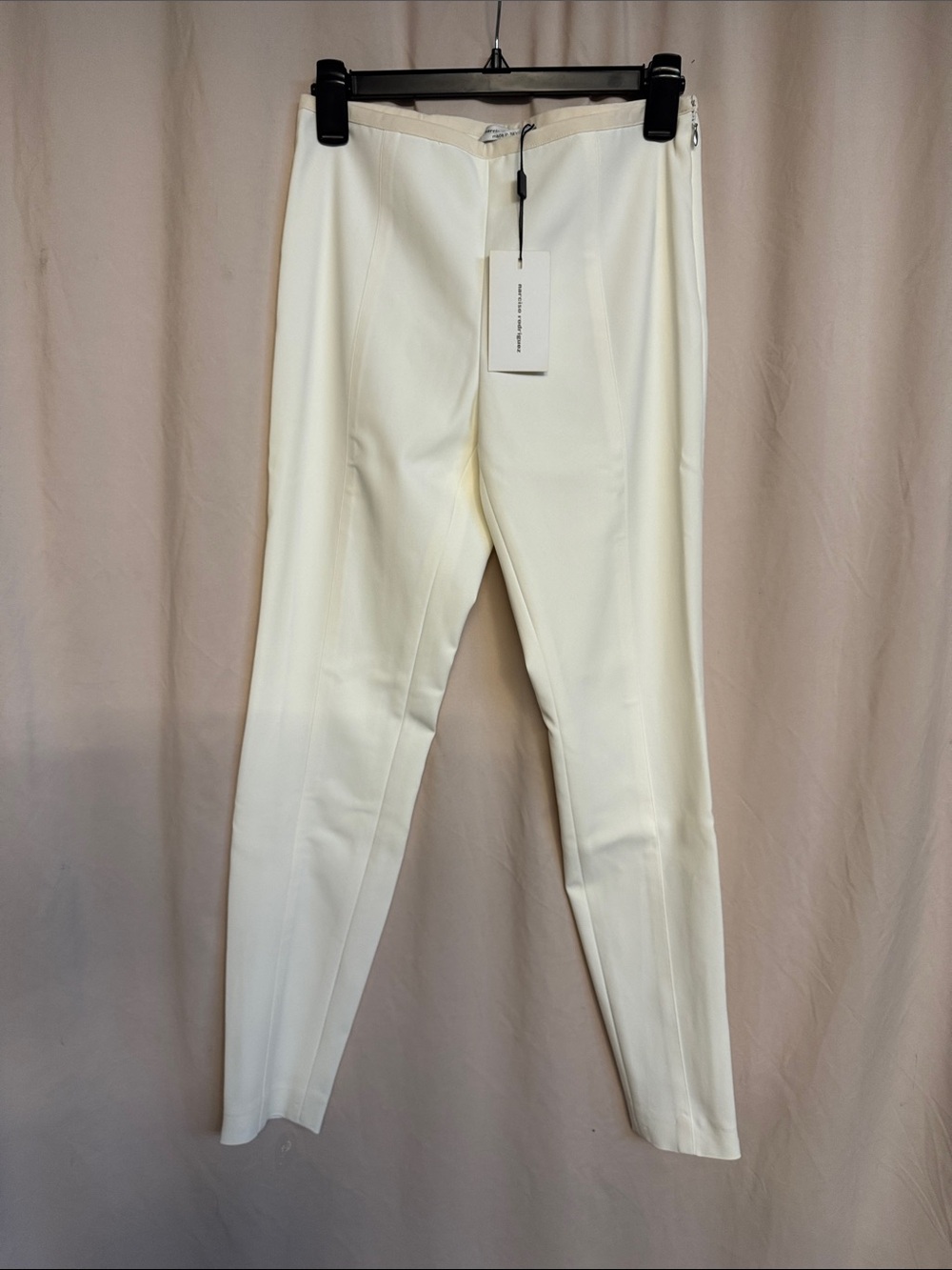 Narciso Rodriguez Zipped Ankle Skinny Pants, Size 42, US S/4, Color Ivory/Cream